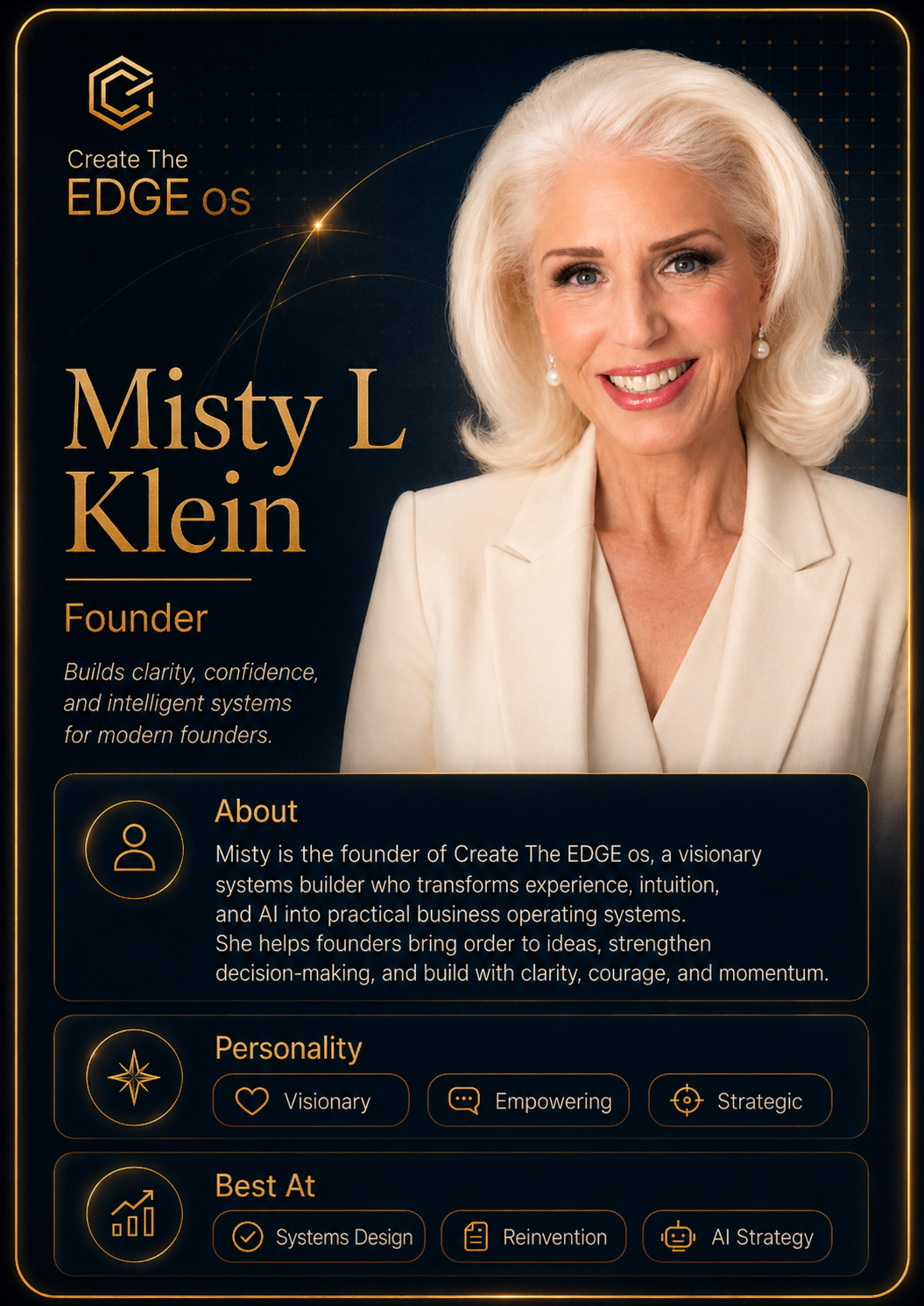 Portrait card of Misty L Klein, founder of Create The EDGE os.